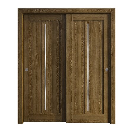 Sartodoors Sliding Closet Bypass Doors 72 x 84 inches, Ego 5014 Marble Oak, Rails Hardware Set, Wood Solid B EGO5014DBD-DMR-7284