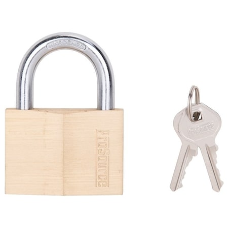 Prosource Padlock, Standard Shackle, 11/32 in Dia Shackle, 1-1/2 in H Shackle, Steel Shackle, Brass Body HD10060