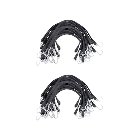 Mytee Products 100PK 9in EPDM Rubber Tarp Bungee Straps w/Crimped S Hooks Tie Down Cords, 2PK RS-9Cx2