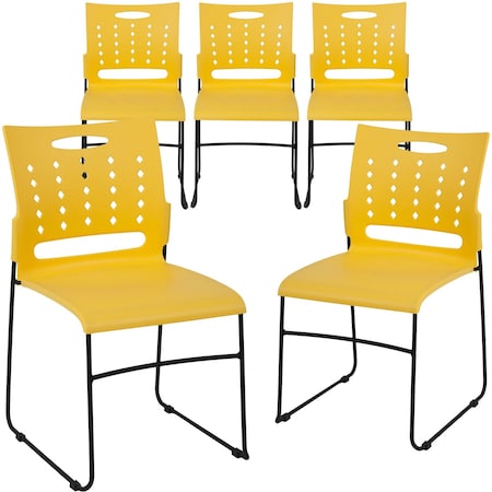 Flash Furniture Yellow Plastic Stack Chair, PK5 5-RUT-2-YL-GG