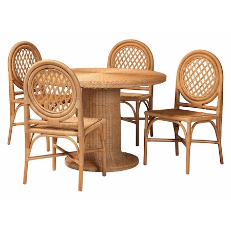 Bali & Pari Winslow Natural Rattan Dining Set 260-14154-14176-ZORO