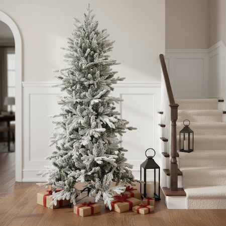 Homeroots 6' Slender Flocked Pine Christmas Tree 666706
