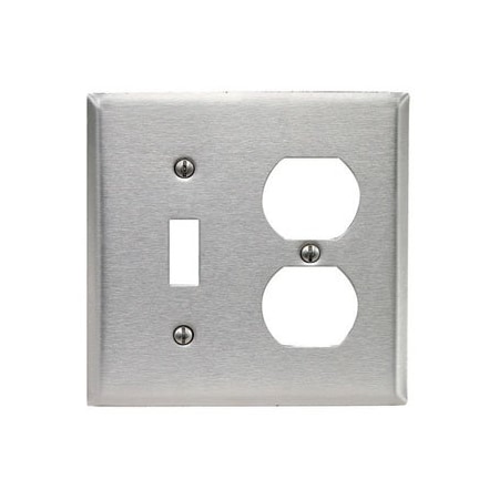 Leviton Combination Wallplate, Standard Size, Gang 2, Stainless Steel 84005-40