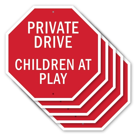 Signmission Private Drive Children at Play, 10 inch X 10 inch, Aluminum Metal Signs, 5PK OC-A-5Pack-10-35