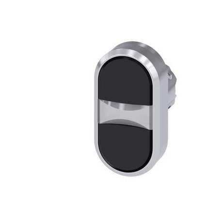 Siemens Twin pushbutton, 22 mm, round, metal, shiny, black, black 3SU1050-3AB11-0AA0-ZY15