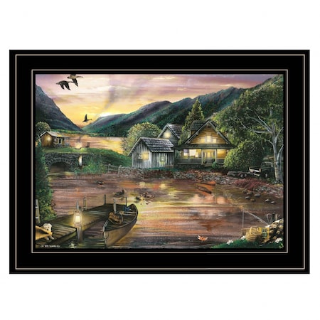 Homeroots Lakefront Camping II 3 Black Framed Print Wall Art 406857