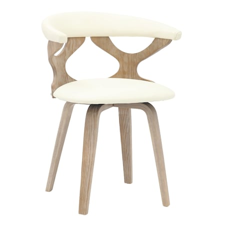 Leisuremod Modern Wooden Dining Chair, Washed Walnut Frame in White, Klyne Collection KCWW-22W