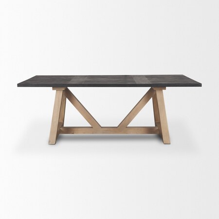 Homeroots 84" Black and Brown Solid Wood Trestle Base Dining Table 604025
