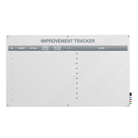 Ghent 4'H x 8'W Improvement Tracker Graphics Glassboard with Stand-Offs, Square Corners, Magnetic GRPHMYSM03V-48