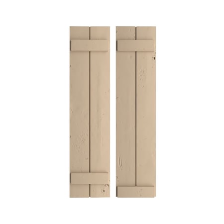 Ekena Millwork Rustic Two Board Joined Board-n-Batten Knotty Pine Faux Wood Shutters, 11W x 28H, PR SHUBJS11X28KPPR