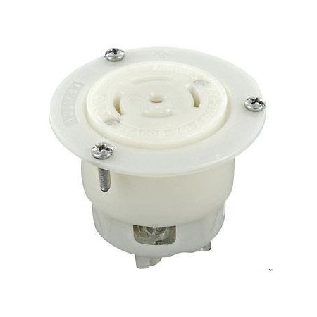 Leviton Flanged Locking Inlet, Non-NEMA, 20/10 A, 250V DC/600V AC, 4 Pole, Screw Terminals, White 3525-C