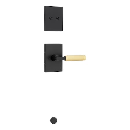 Kwikset Dummy Interior Prava Lever Trim with Satin Brass Grip with Rectangular Rose Matte Black Finish 973PVLRCT-5144