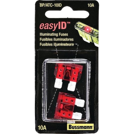 Eaton Bussmann Automotive Fuse, Blade Fuse, 32 VDC, 10 A, 1 kA Interrupt BP/ATC-10ID