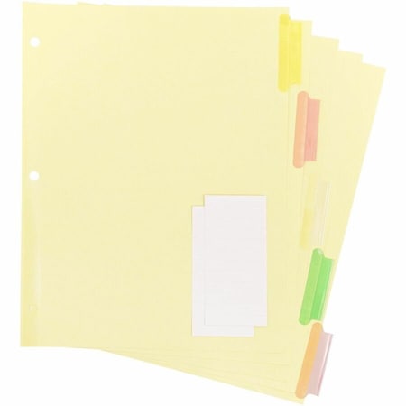 Business Source Insertable Tab Ring Binder Indexes, Multi, 5PK BSN36692