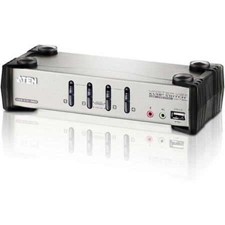 Aten 4-PORT USB2.0 KVMP SWITCH WITH AUDIO SUPPORT, CABLES INCLUDED, USB 2.0 PERIPHERA CS1734B