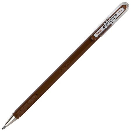 Pentel Hybrid MATTEHOP Gel Roller, 1.0mm, Matte Brown Ink., 12PK K110-VE