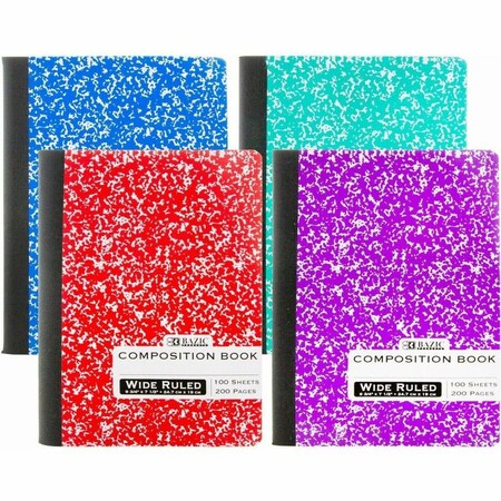 Bazic Products BAZIC BAZIC Colorful Marbled Wide Ruled Composition Book 100 Sheets Case of 48 509