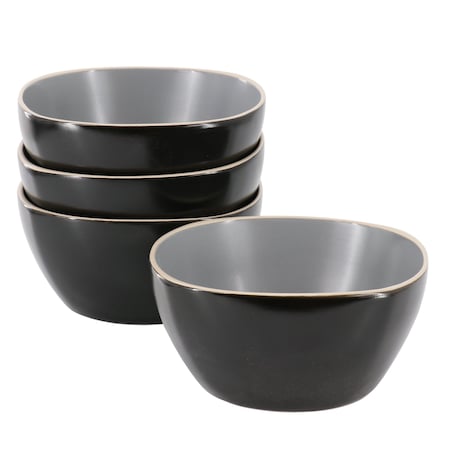 Hometrends Soho Lounge 4 Piece 6 Inch Stoneware Bowl Set in Grey 130142.01
