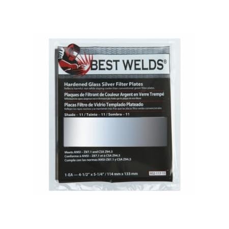Best Welds Glass Silver Mirror Filter Plate, Silver/11, 4.5 in x 5.25 in, Glass 901-932-117-11