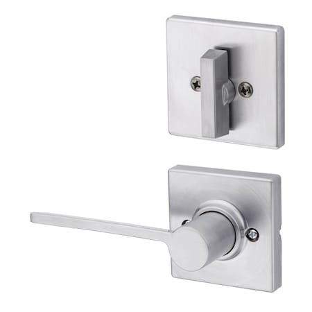 Kwikset Right Hand Ladera Lever with Square Rose Interior Single Cylinder Handleset Trim Satin Chrome Finish 966LRLSQTRH-26D.UNIV