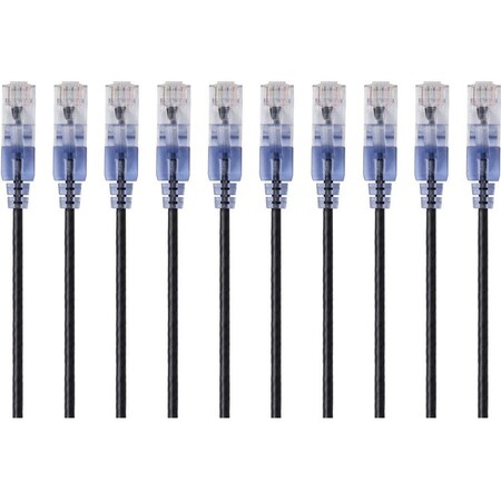 Monoprice Slim Cat6A Cable, PK10, 10 ft.Black 15165