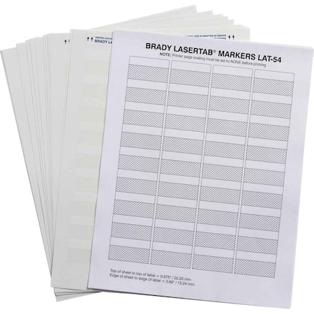Brady LaserTab Self-Lam Polyester Lbls 1 in H x 1.75 in W White, Clear 28/PK, 28PK LAT-54-361-1