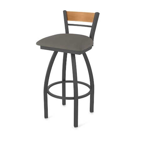 Holland Bar Stool Co Revelle 36in Swivel Extra Tall Bar Stool with Pewter Finish, Medium Back and Graph Chalice Seat 881