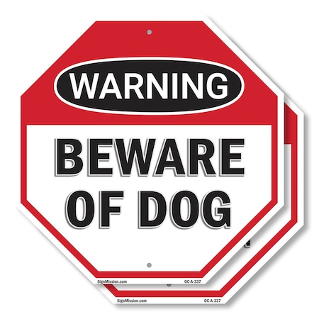 Signmission Warning Beware of Dog, 10 inch X 10 inch, Aluminum Metal Signs, 2PK OC-A-2PACK-10-337