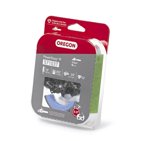 Oregon Chainsaw Chain and Sharpening Stone, Powersharp Replacement for CS1500 18 in. Chainsaw 571037
