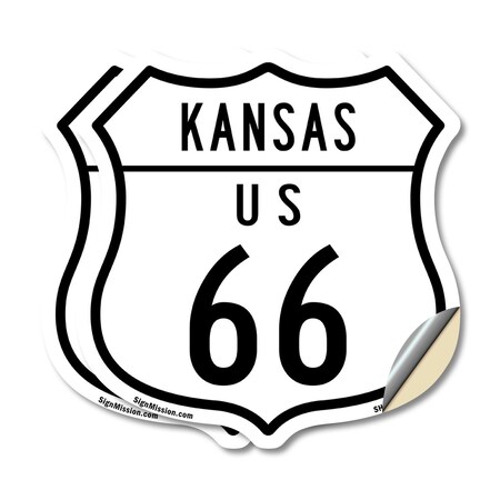 Signmission Kansas Route Marker Shield Sign Us 66, 12 inch X 12 inch, Vinyl Decal, 2PK SHI-D-2PACK-12-384