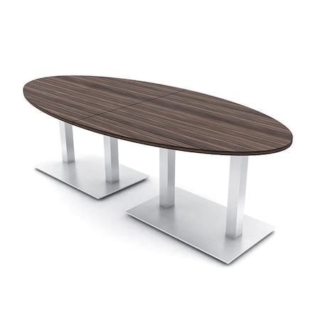 Skutchi Designs Oval Conference Table With Power Unit, 48 in W, 96 in L, Brown HAR-OVL-48X96-DOU-H3041-NA