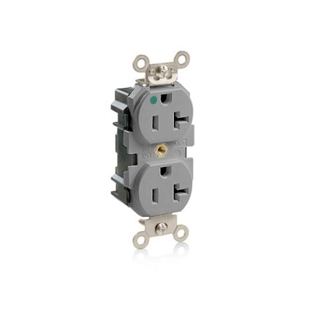 Leviton Lev-Lok Hospital Grade Duplex Receptacle, 20 Amp, 125 Volt M8300-GY