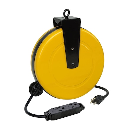 Alert Reel Mfg ProReel Retractable Cord Reel, 10 Amp, 30' 16/3 SJTW, Tri Tap Outlets 5000A-30GF