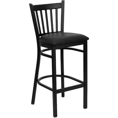 Flash Furniture Restaurant Stool, Vertical Back, Blk Seat XU-DG-6R6B-VRT-BAR-BLKV-GG