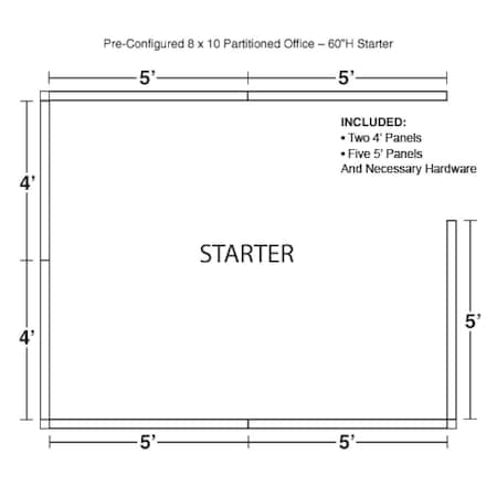 Global Industrial Interion Pre-Configured Partitioned Office Cubicle, 8'W x 10'D x 60"H, Starter Kit, Blue 236627BL