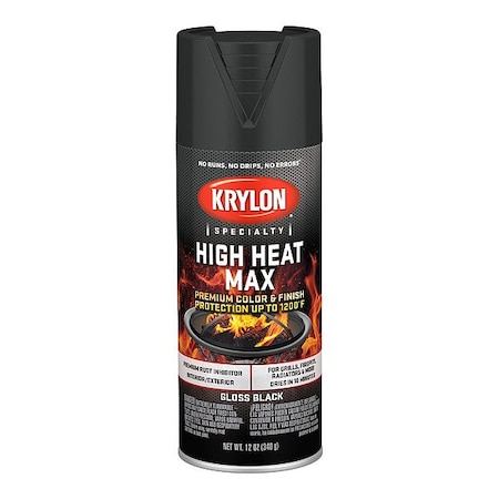 Krylon Spray Paint, Black, Gloss, Solvent, 12 oz K01607777