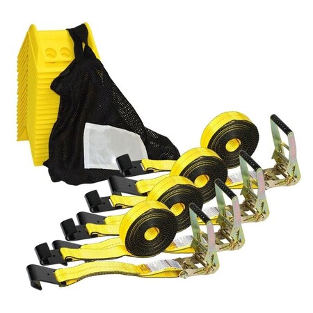 Mytee Products 2in x 30ft Ratchet Straps w/flat hook With 4in Corner Protector 20 Pack Carrying... PCP20-4RS230-KIT