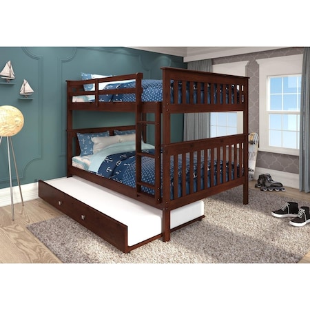 Convenience Concepts PD-123-3CP-503 Full Over Full Mission Bunk Bed with Twin Trundle - Cappuccino HI2641014