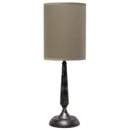 Homeroots 23" Bronze Iron Table Lamp With Tan Cylinder Shade 643431