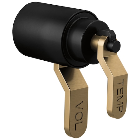Brizo Litze Tempassure Thermostatic Trim Handle Kit, Industrial Lever Matte Black/Luxe Gold HL6034-BLGL