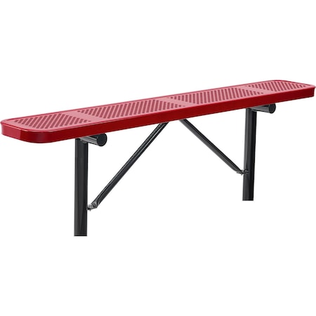 Global Industrial 6' Outdoor Steel Flat Bench, Perforated Metal, In Ground Mount, Red 262075IRD