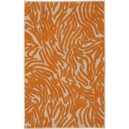 Homeroots 3' X 4' Orange And Ivory Animal Print Indoor Outdoor Area Rug 546645