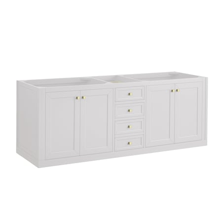 James Martin Vanities Chicago 72in Double Vanity, Glossy White, w/ 3 CM Parisien Bleu Silestone Top 503-V72-GW-3PBL