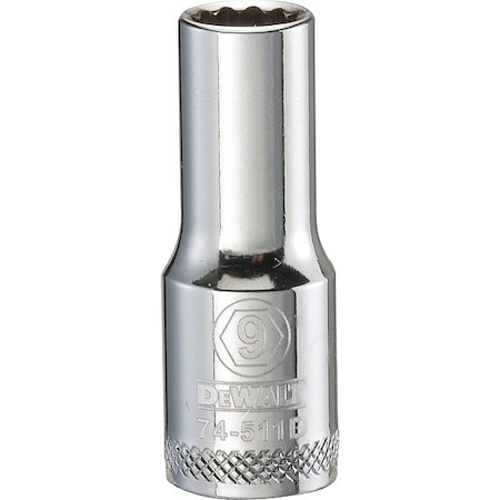 Dewalt Deep Socket, 12 Pt, 3/8in, 9 mm DWMT74511OSP