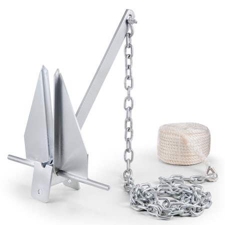 Vevor Fluke Anchor 13 LBS Galvanized Steel Boat Anchor Chain Rop Two Shackles AN08A-6.0kg-YM(AS)
