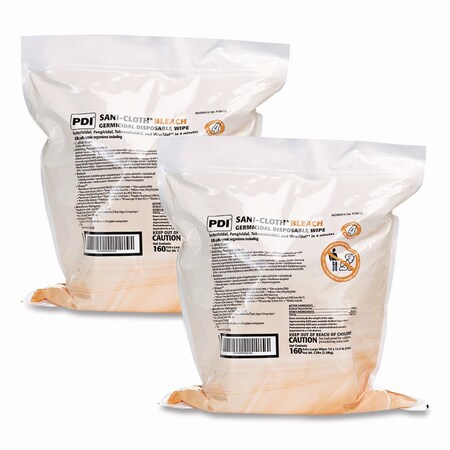 Sani Professional Sani-Cloth Bleach Germicidal Disposable Wipe Refill, 1-Ply, 7.5x15, Unscented, White, 160 Wipes, 2PK P700RF