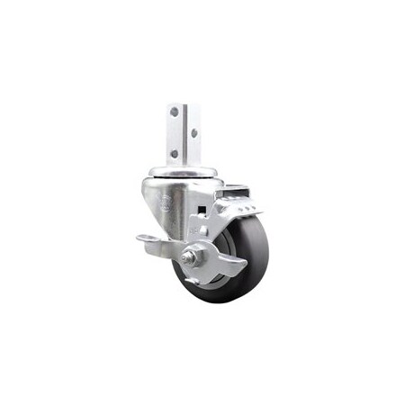 Service Caster 3.5 Inch Thermoplastic Rubber Swivel 7/8 Inch Square Stem Caster with Brake SCC SCC-SQ20S3514-TPRB-TLB-78