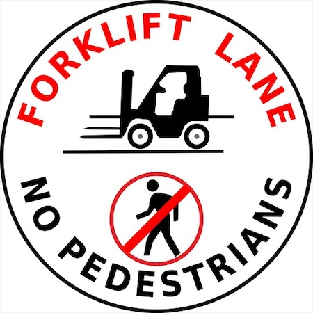 Piprd Forklift Lane No Pedestrians Floor sign, 16" STFLNP16