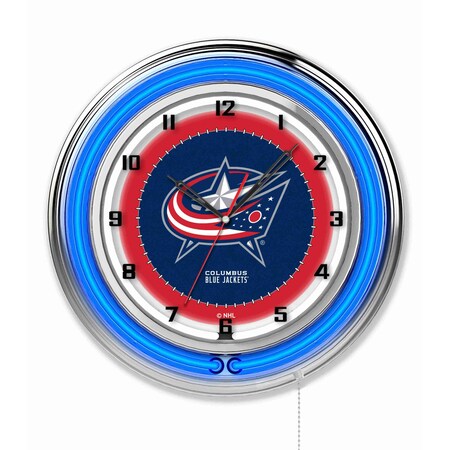 Holland Bar Stool Co Columbus Blue Jackets Double Neon 19" Clock, NHL Clk19ColBlu