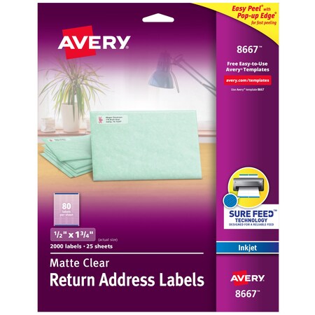 Avery Matte Clear Return Address Label, PK2000 8667